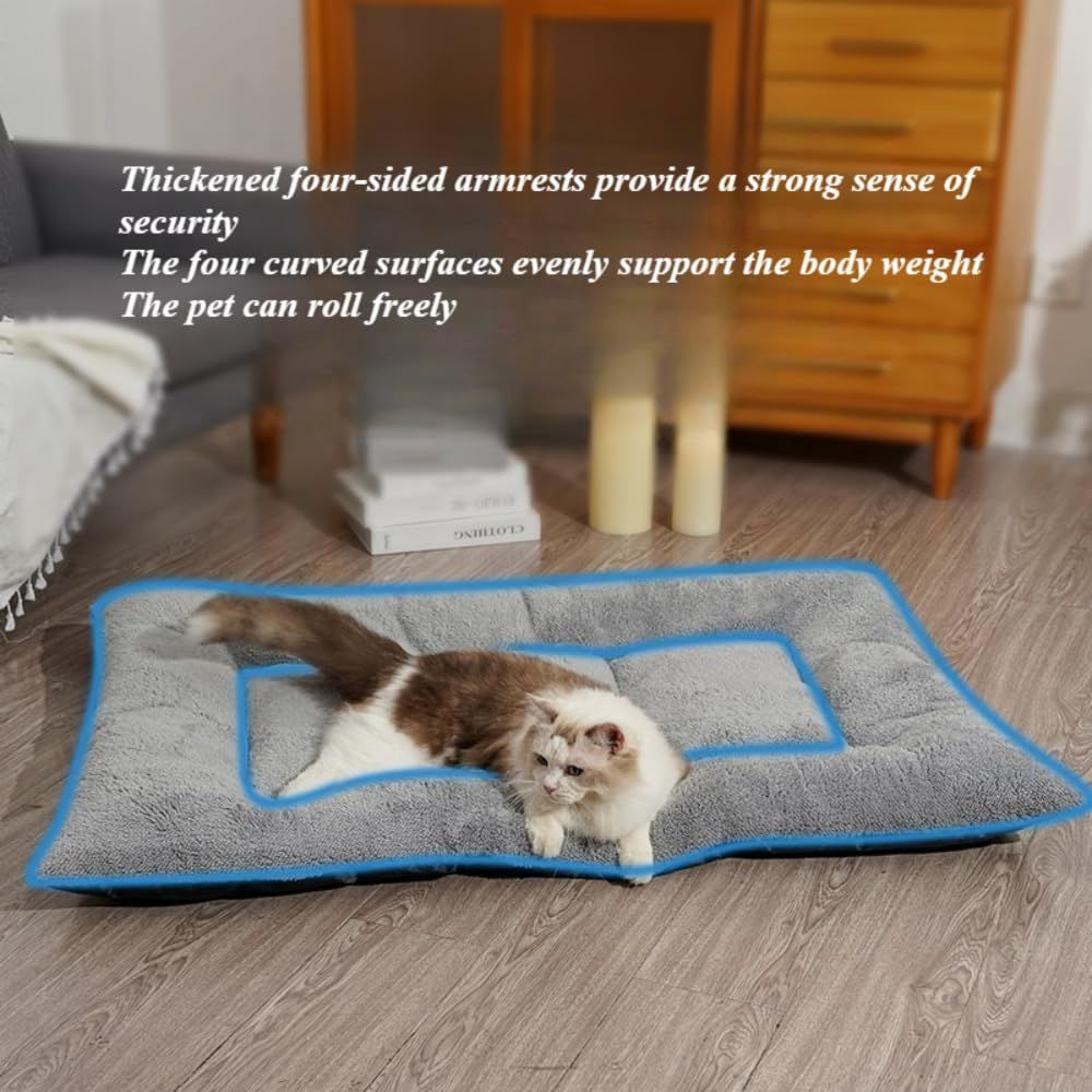Pet Bed Mat Soft Fleece Pet Bed Dog And Cat Cushion Quilted Pet Bed - Gray - Size 30cm*45cm โ image 2