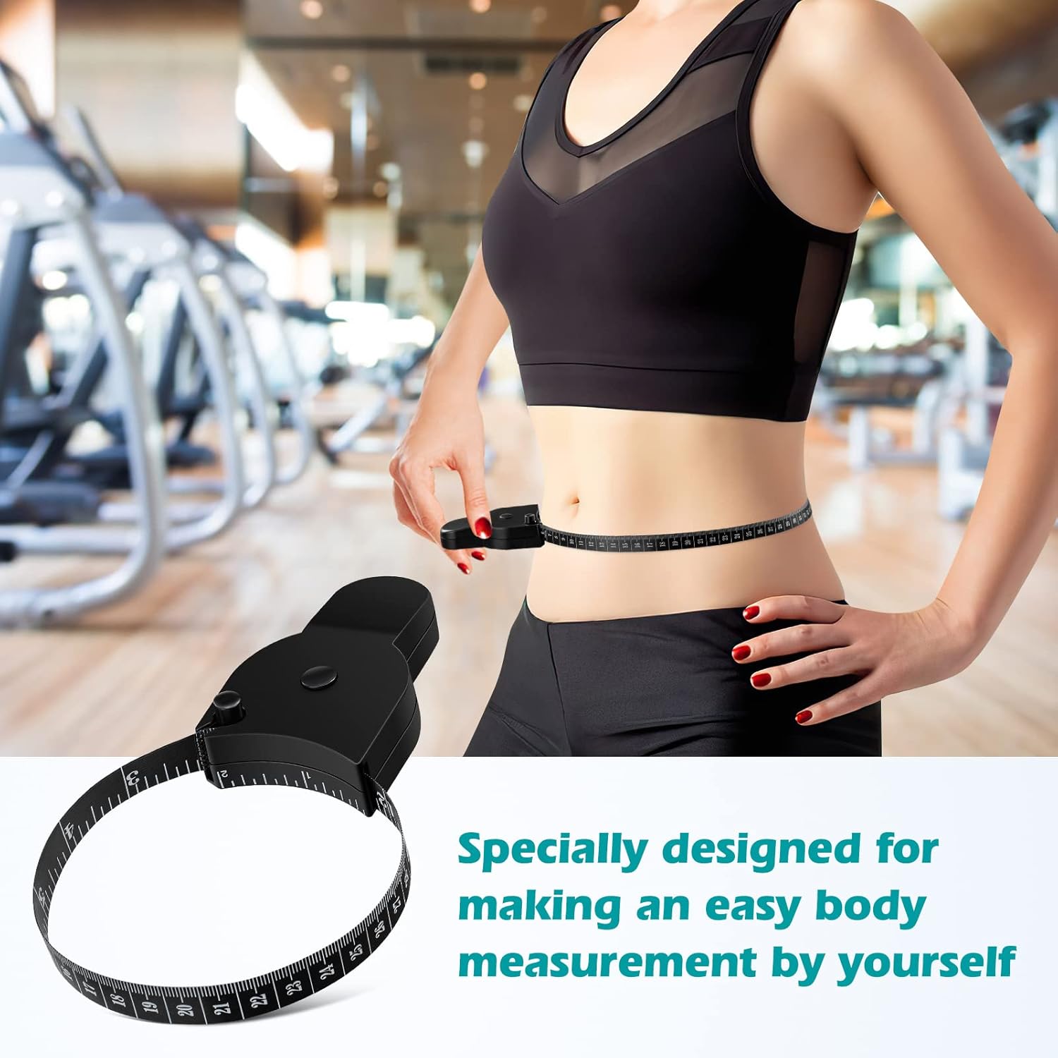 Tape measure for body measurements - Self-locking body tape measure with push button and retraction Precise waist chest hips thighs arms Ideal fitness at home — image 5