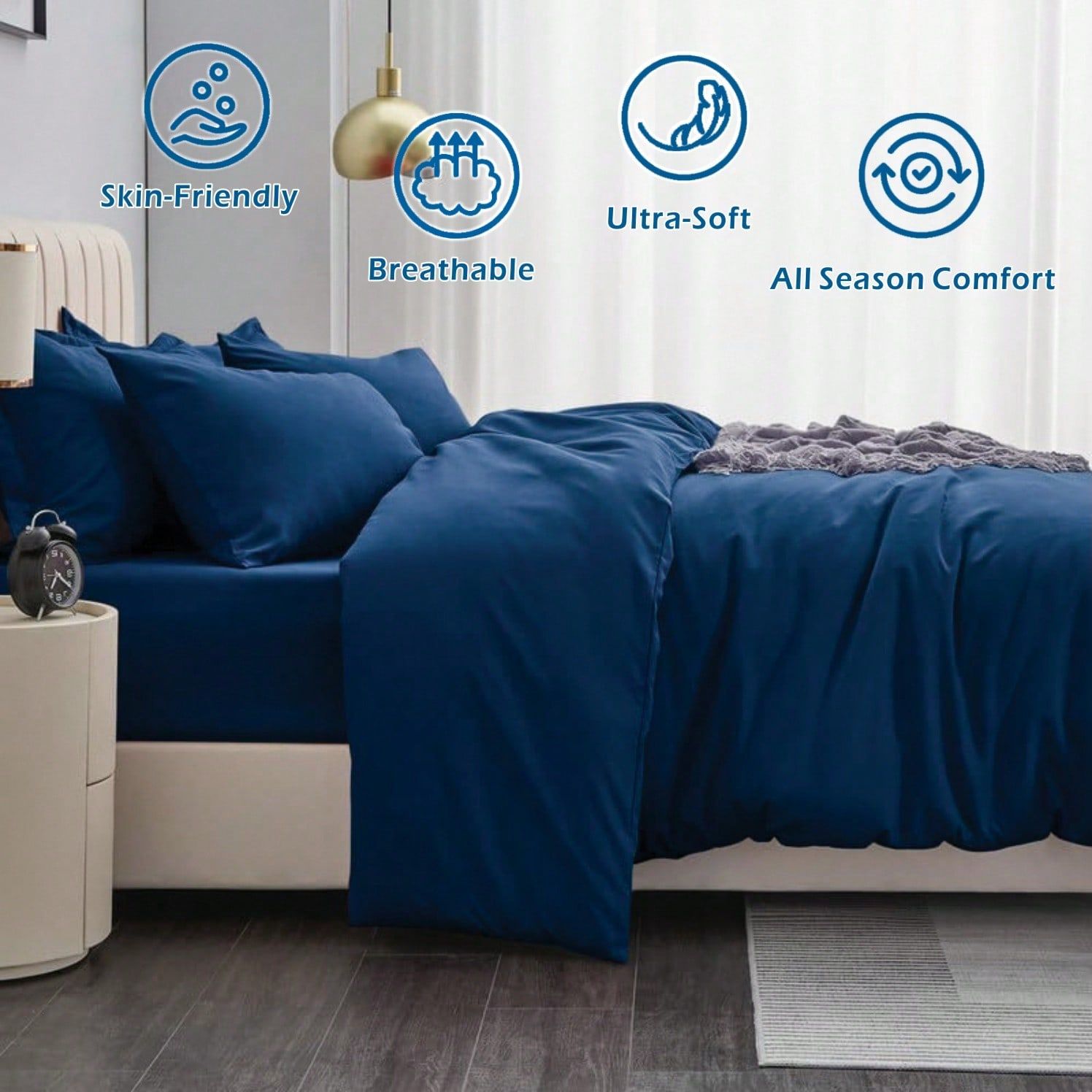 Hotel Soft Microfiber Duvet Cover Set-2000TC Quilt Cover Set & Pillowcases -1 Donna Cover Zipper Closure & 1 x Pillowcases-Breathable Bedding - Wrinkle, Fade — image 3