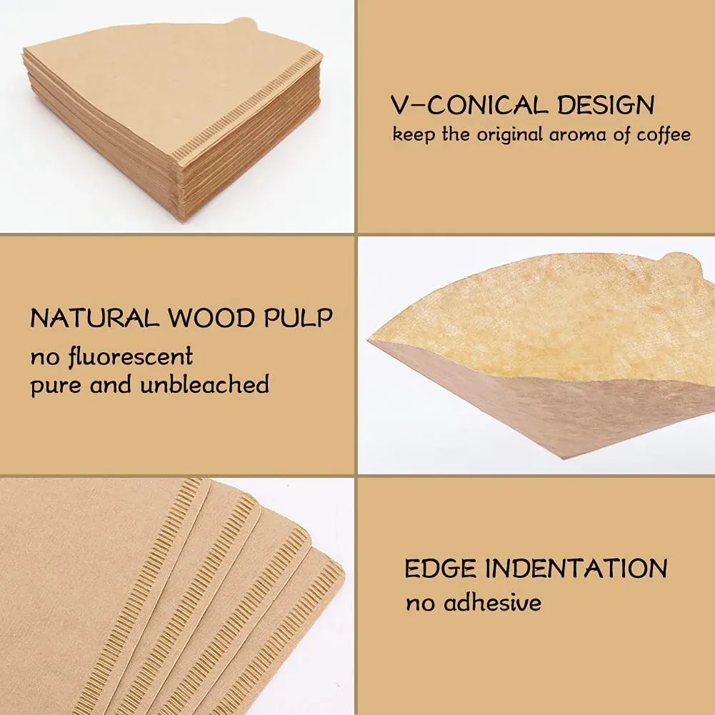 Size 01 Coffee Filters, 200 Count Natural Paper Cone Filters for Pour Over, 1-2 Cup Brown — image 4