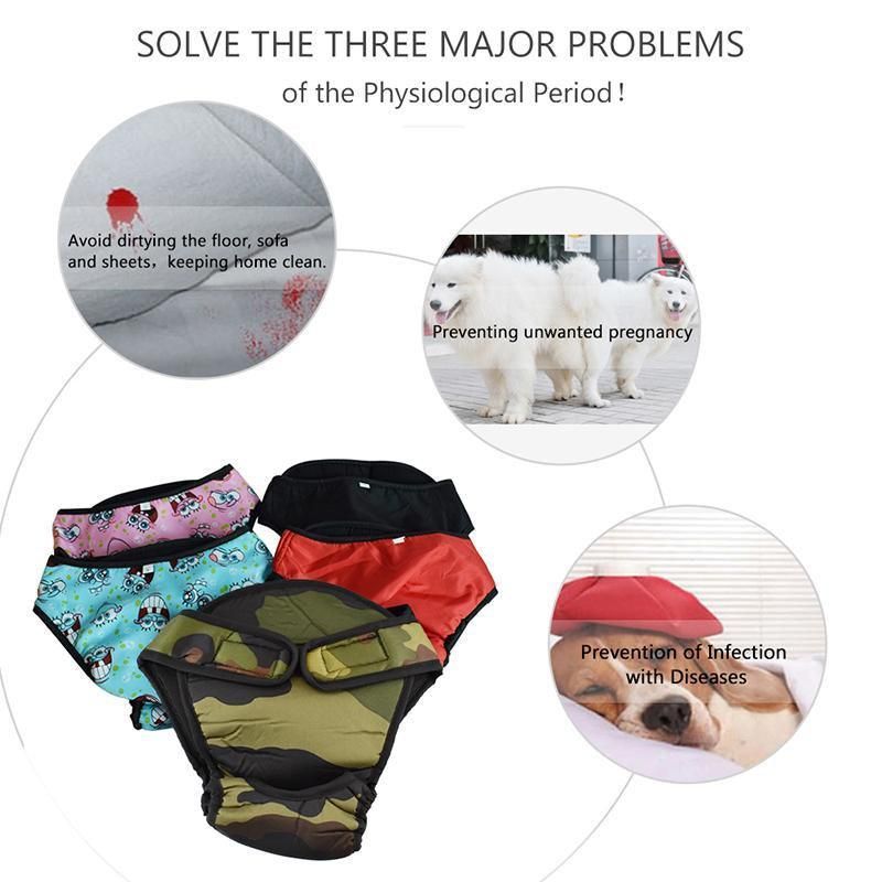 Washable Female Pet Dog Cat Nappy Diaper Physiological Pants Panties Underwear Blue - XS โ image 5