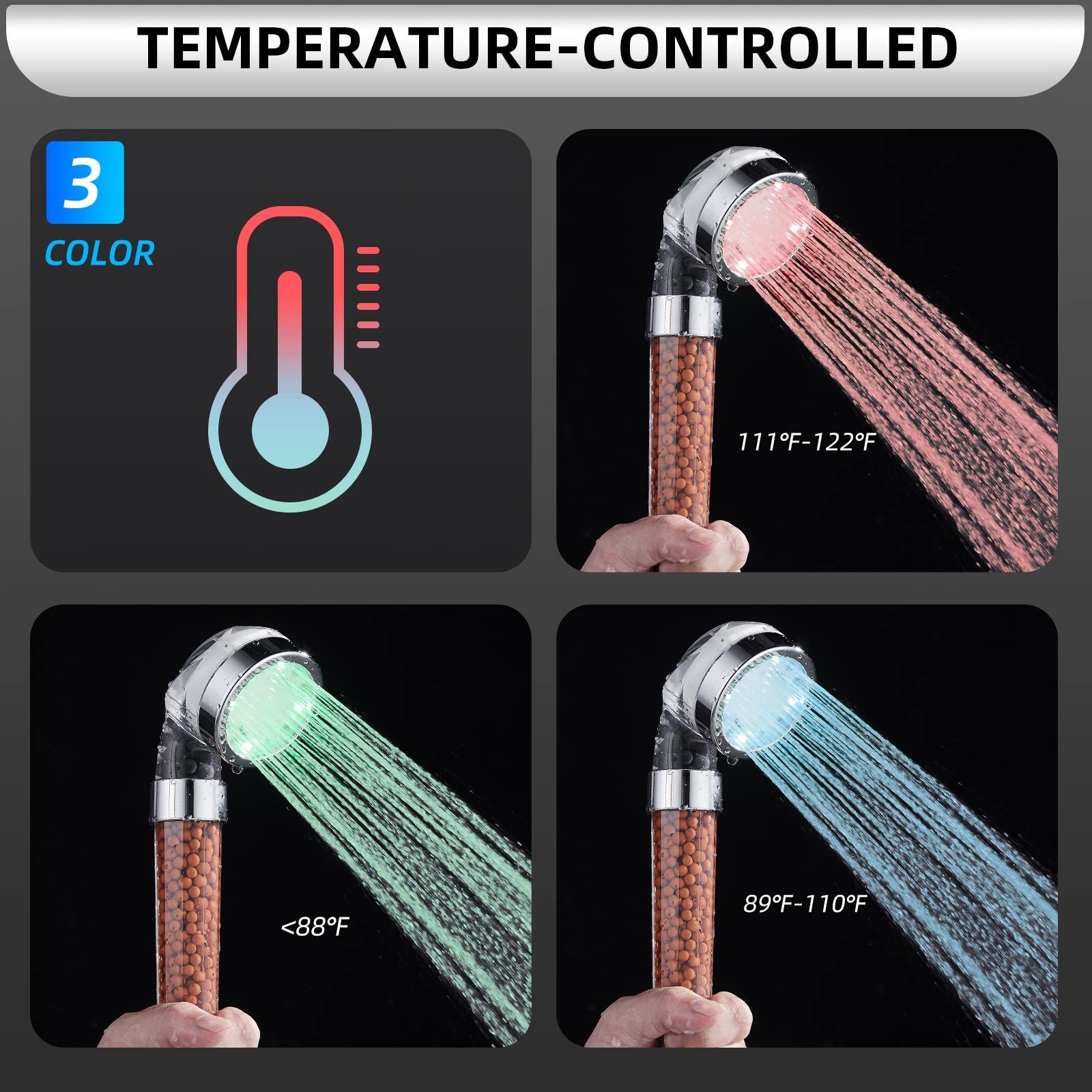 Filtered Shower Head with Handheld, High Pressure Shower Head with Filter, Water Saving Spray Handheld Showerheads — image 4