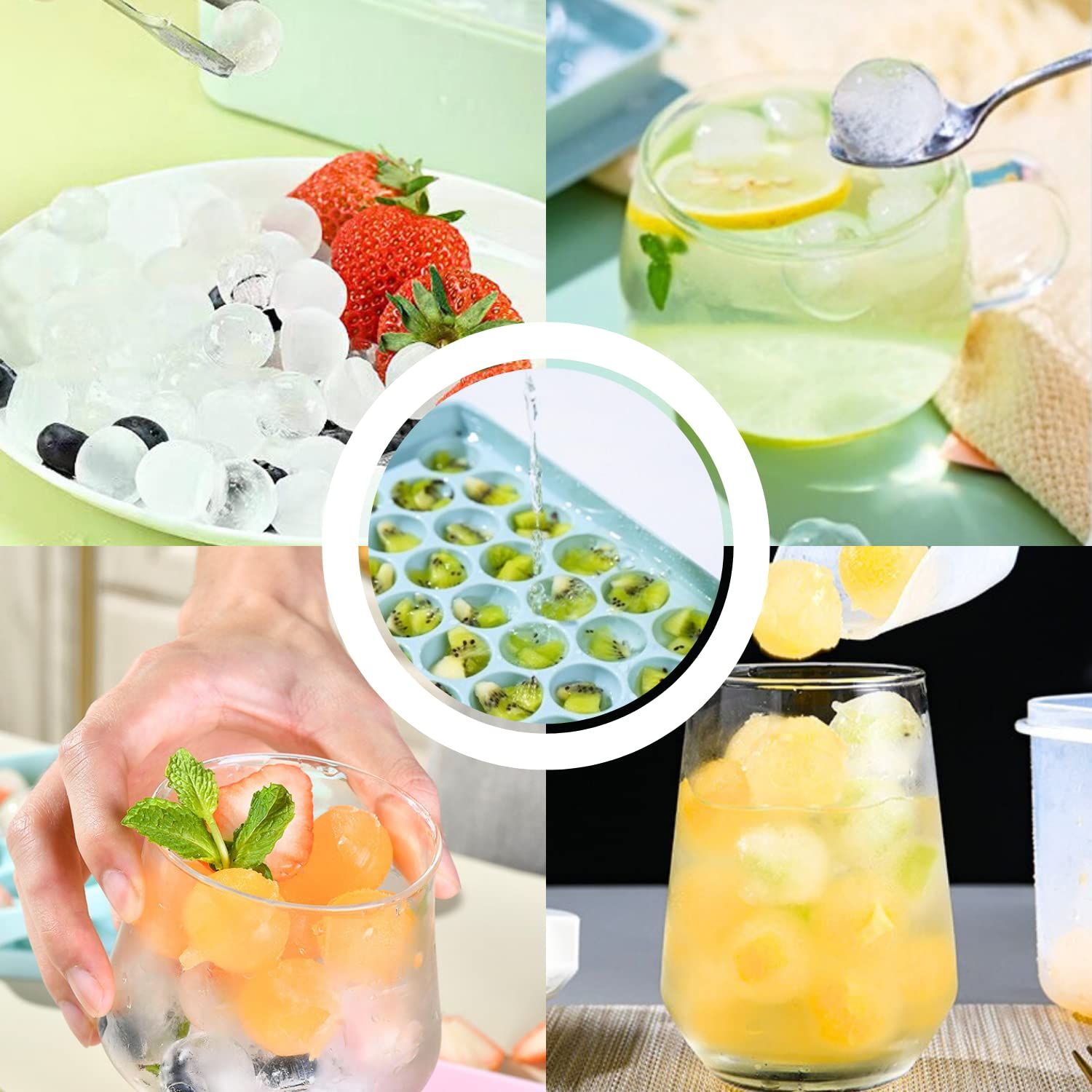 Round Ice Cube Tray with Lid-1 Pcs 104-Holes Mini Round Ice Ball Mold,Plastic Ice Cube Tray Shapes of Round,Easy Release Mini Ice β image 5