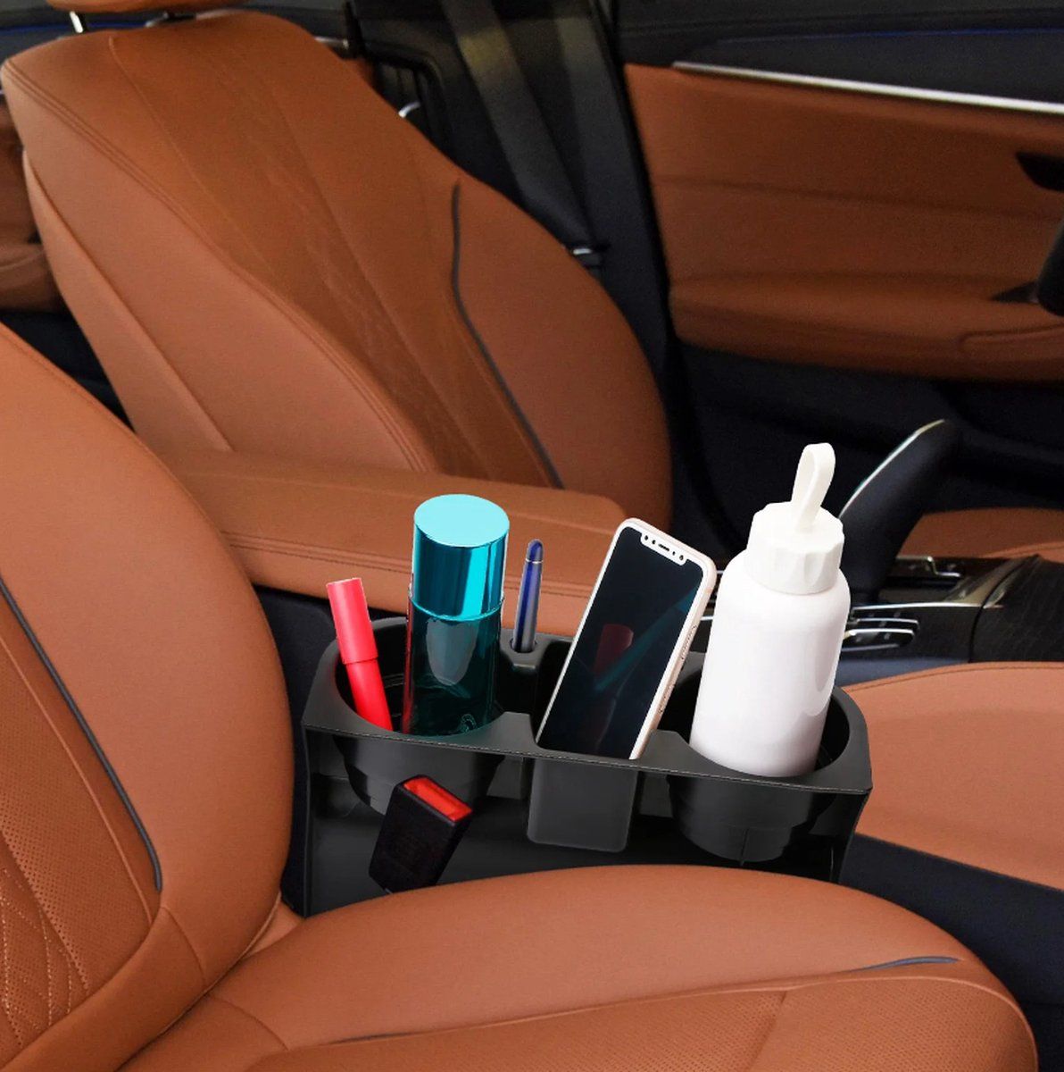 Car Cup Holder Organizer, Space-Saving Storage Insert for Drinks, Phones and Small Items in Cars, SUVs and Trucks, Black — image 4