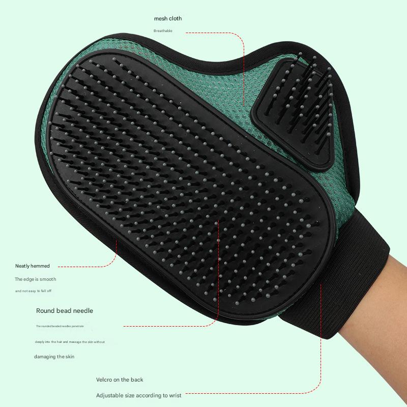 2 Pcs Green And Black Pet Grooming Glove - Gentle Deshedding & Massage Mitt for Dogs & Cats, Efficient Fur Remover โ image 3