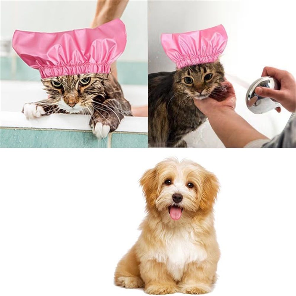 2 pack Dog Shower Cap, Cat Ear Cover for Bath, Waterproof Dog Helmet and Adjustable Pet Earmuffs for Grooming Reusable Ear Protection for Dogs and Cats — image 4
