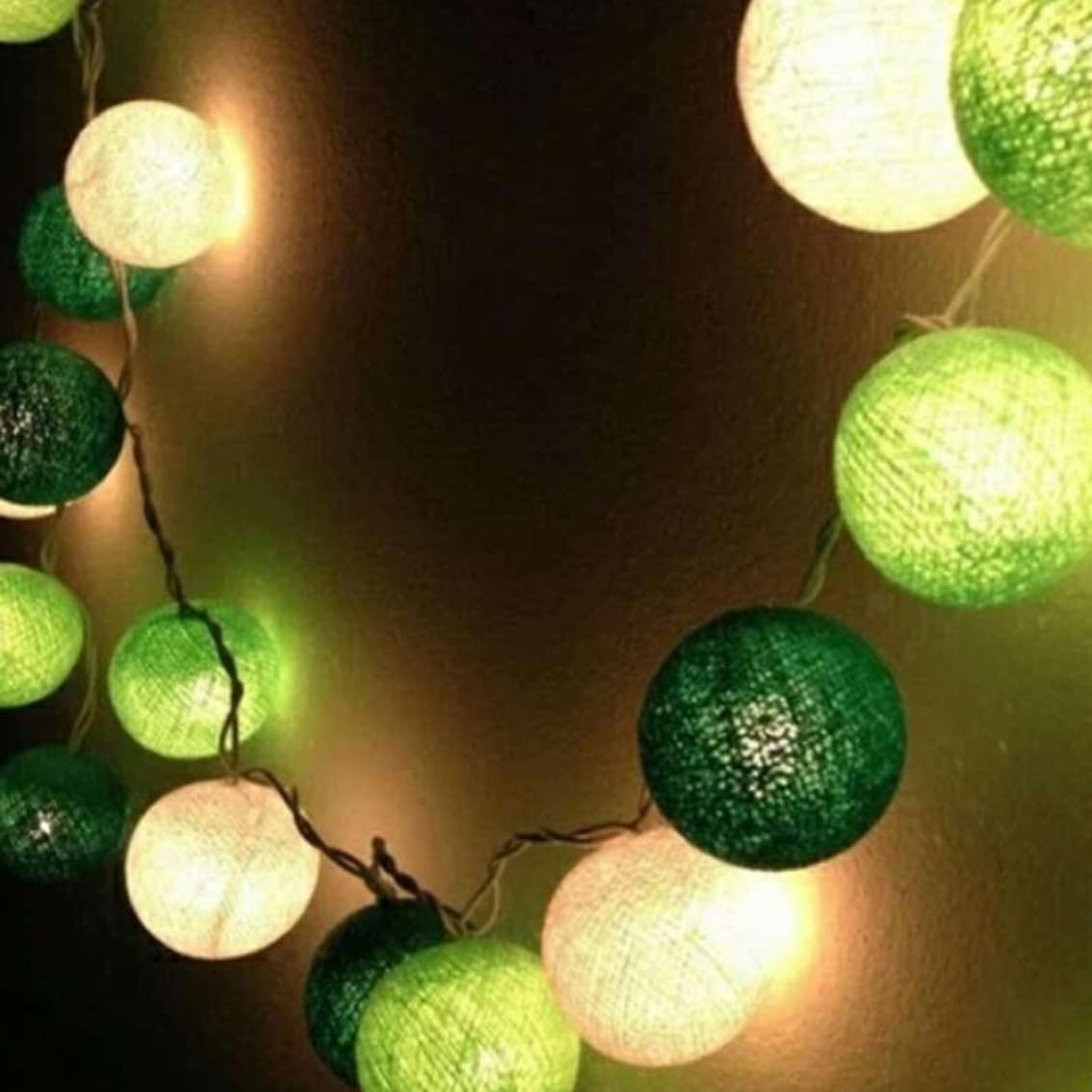 50 Ball Green Mix LONG 5m String Light Battery Box 5cm Cotton Ball Christmas Birthday Garden Special Occasion Decoration โ image 3