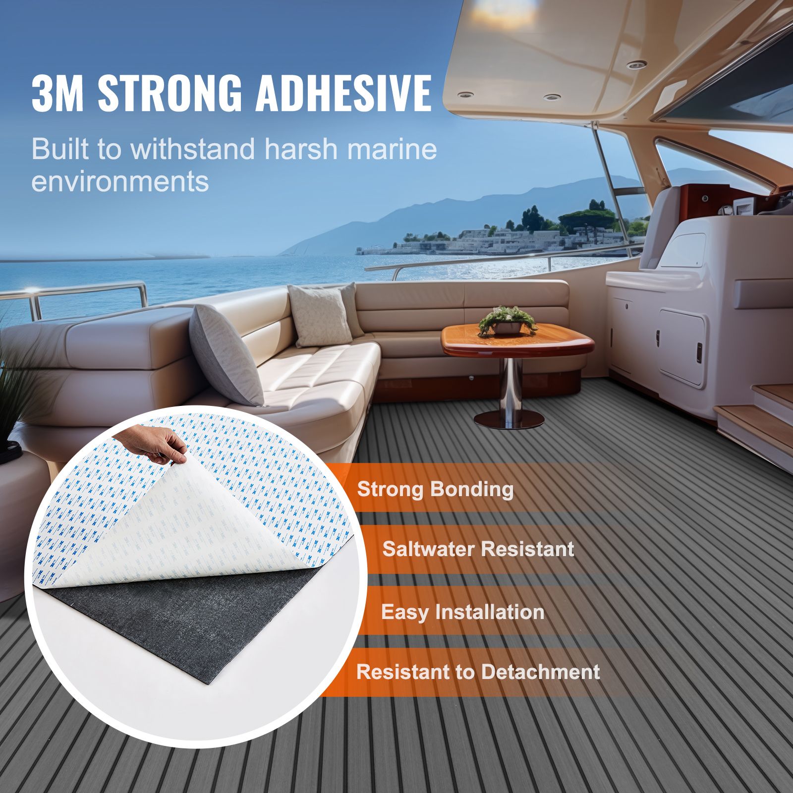 Boat Flooring, EVA Foam Boat Decking 94.5" x 17.7", Non-Slip Self-Adhesive Flooring, 11.6 sq.ft Marine Carpet for Boats, Yacht, Pontoon, Kayak Decking — image 3