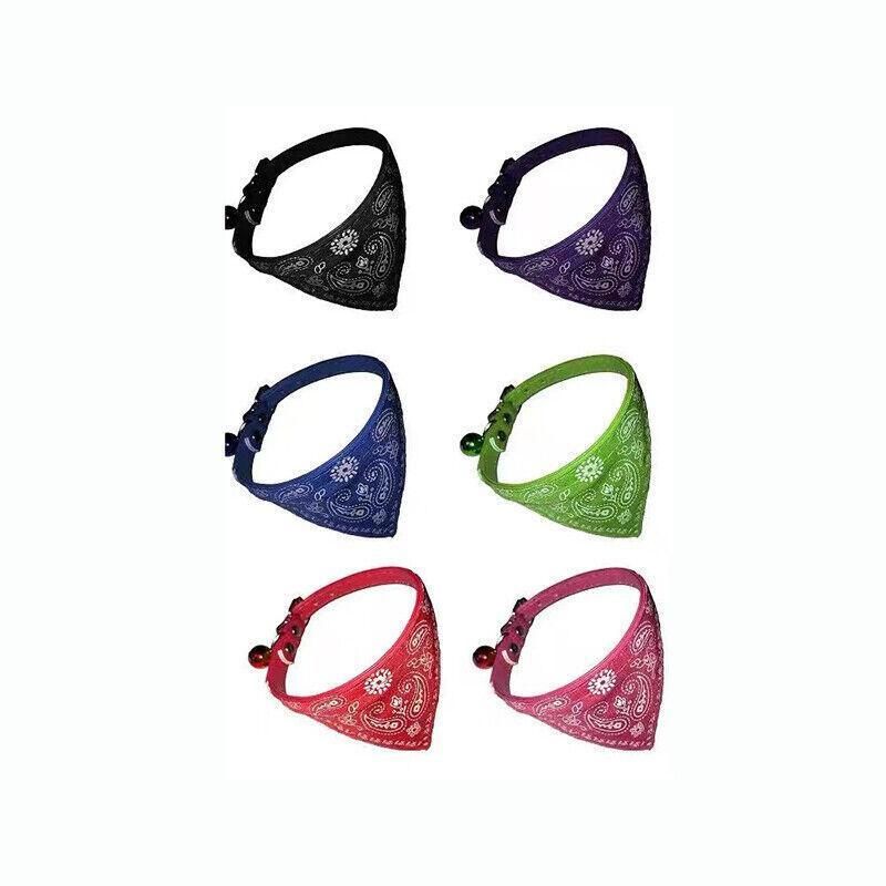 Adjustable Bandana Collar with Bell for Small Dogs and Cats Triangle Scarf Style - Blue โ image 3