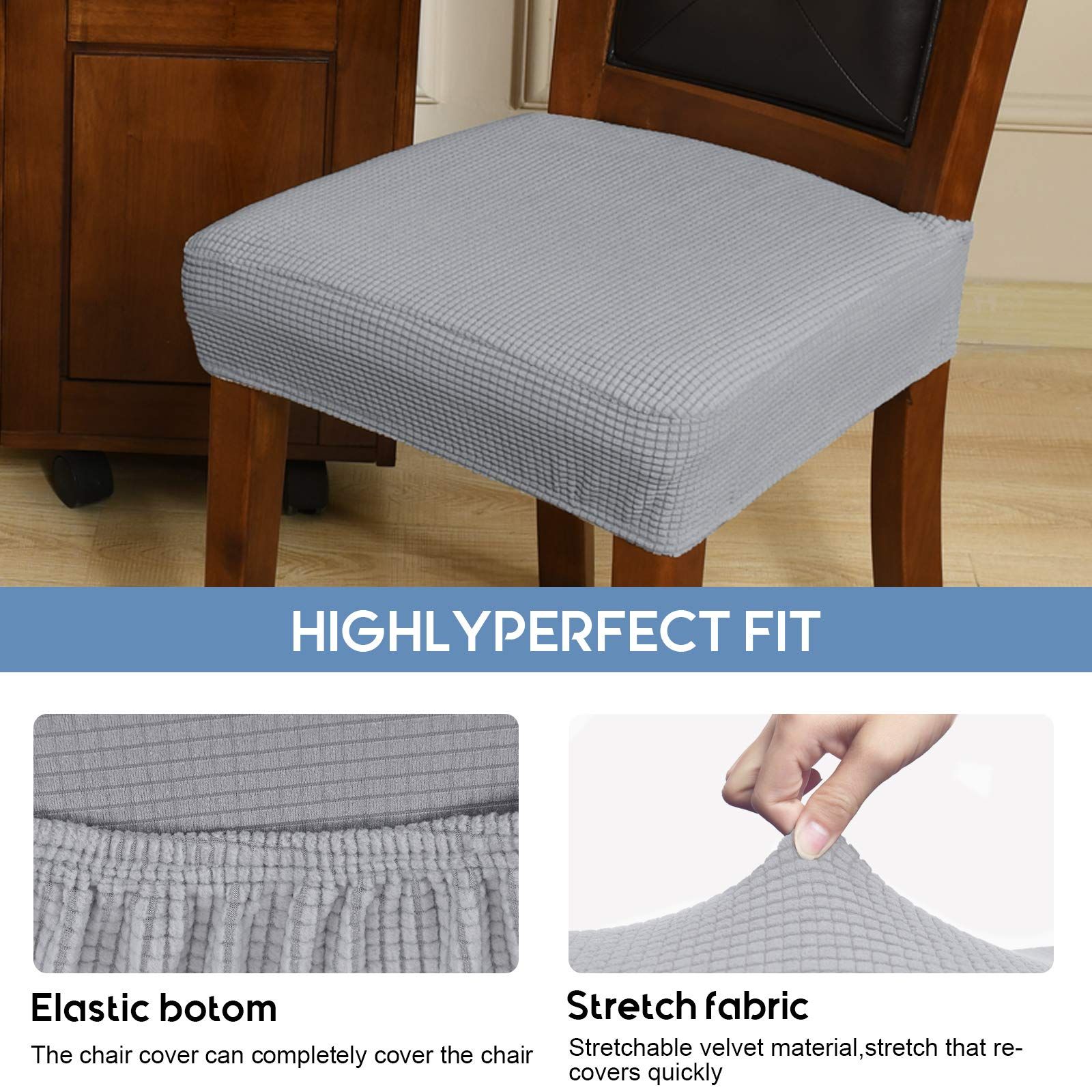 Office and home chair cushion cover, square seat cushion, anti fouling cover, elastic curved chair cover, stool cover — image 3