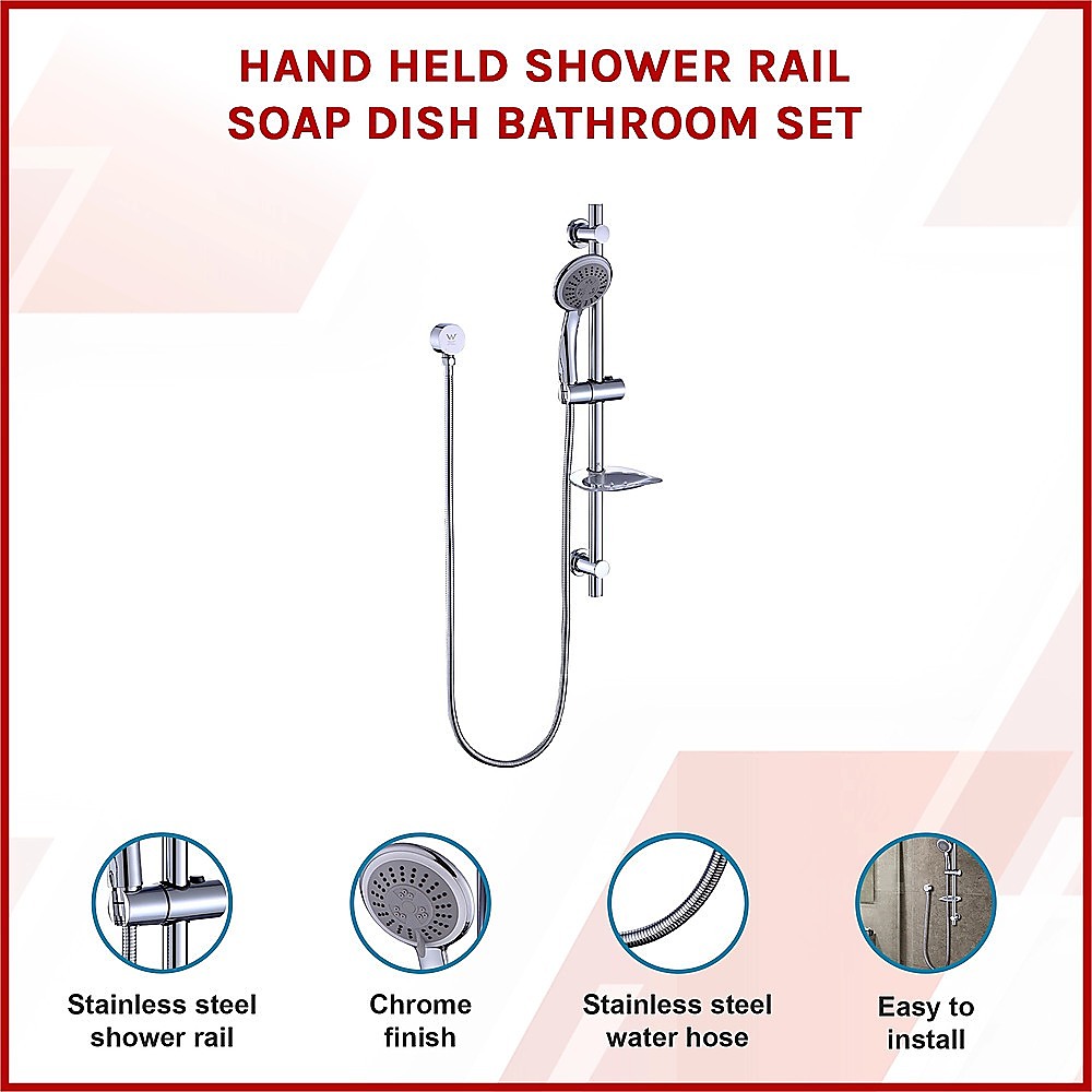 Hand Held Shower Rail Soap Dish Bathroom Set โ image 3