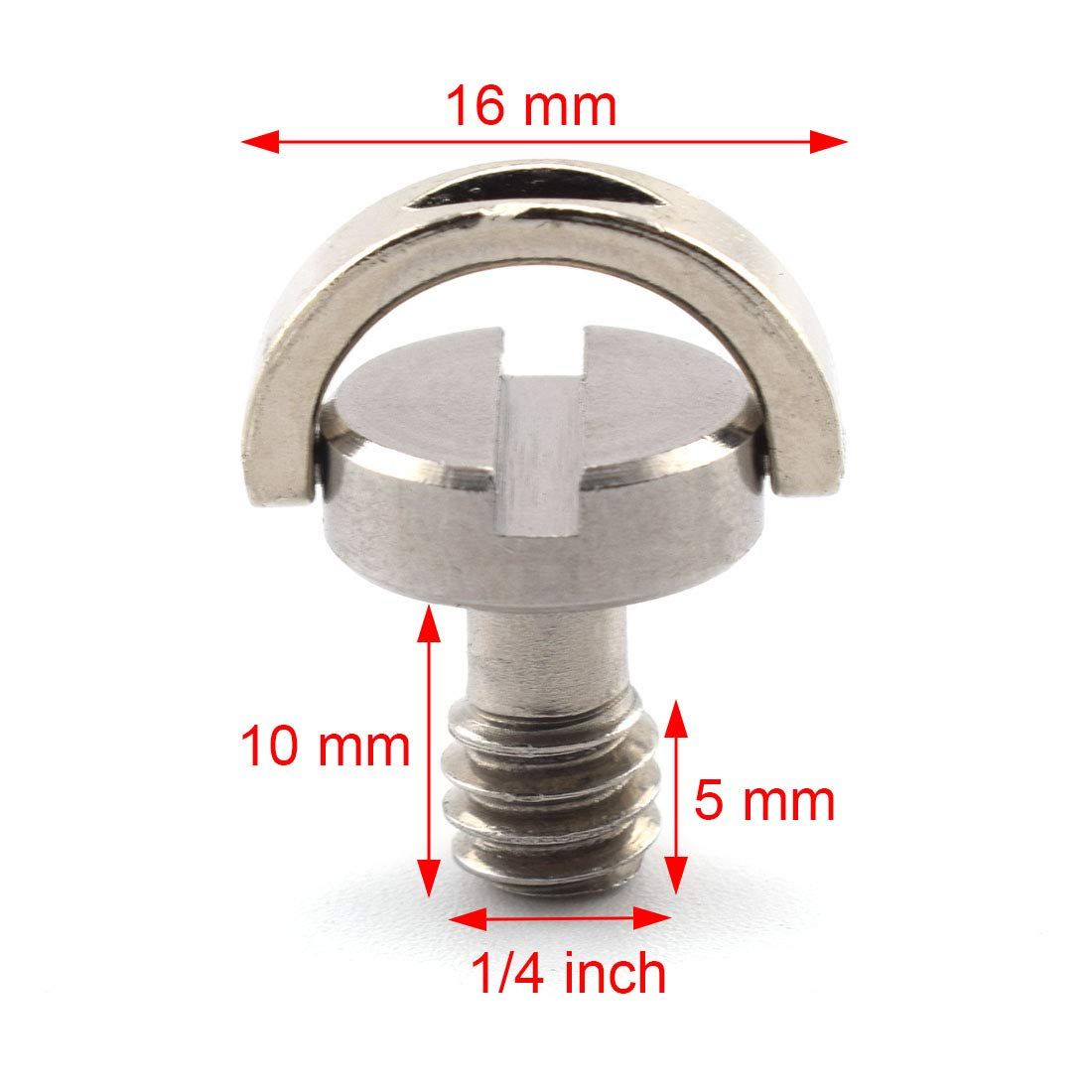 1/4"-20 D-Ring Camera Fixing Screw, 2 Pack D Shaft Quick Release Plate Mounting Screws 10mm Length (Stainless Steel) — image 5