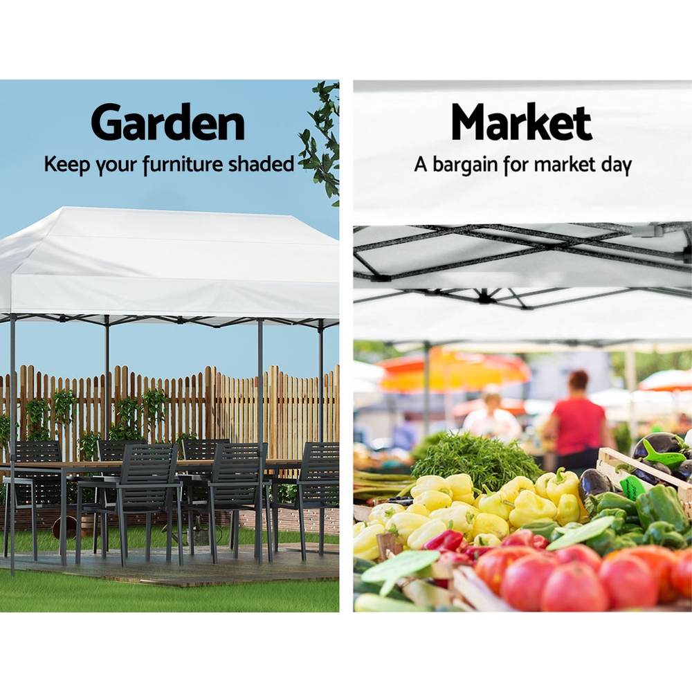 Instahut Gazebo Pop Up Marquee 3x6 Folding Tent Wedding 500D Oxford Fabric White โ image 4