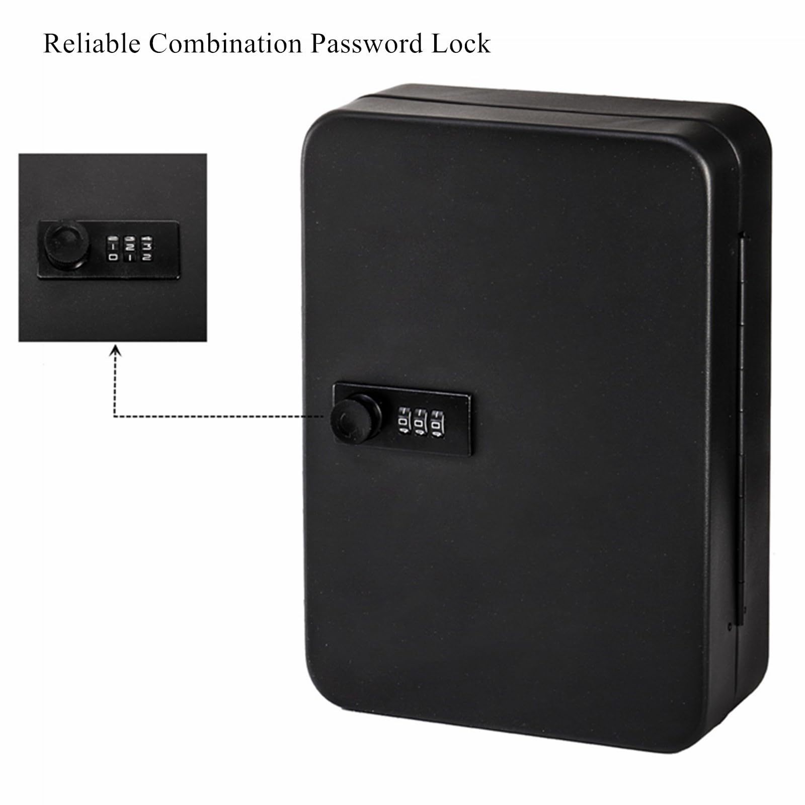 Secure Key Box with Combination Lock, Decaller Key Cabinet Wall Mount Lock Box with 20 Hooks, black β image 5