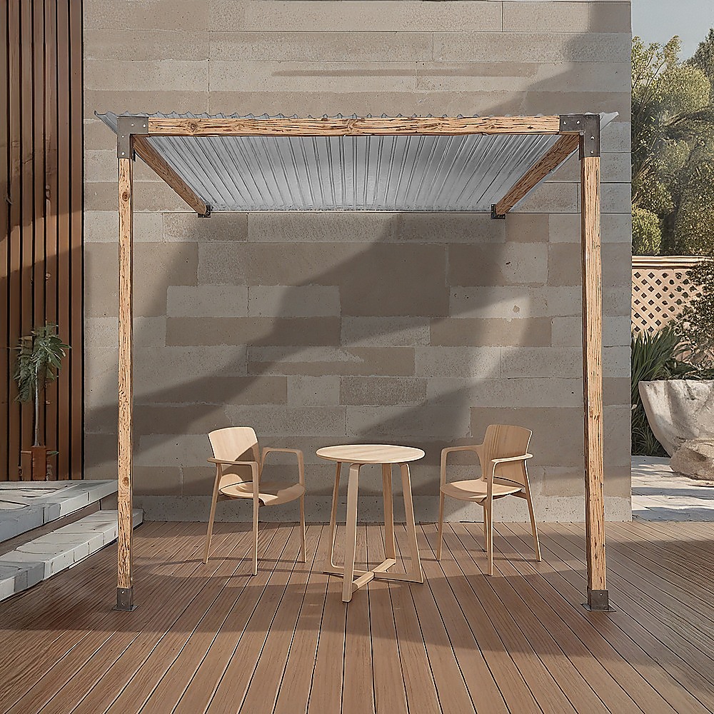 Roof Pergola Gazebo Shed Matte Black Steel Brackets DIY Kits — image 2
