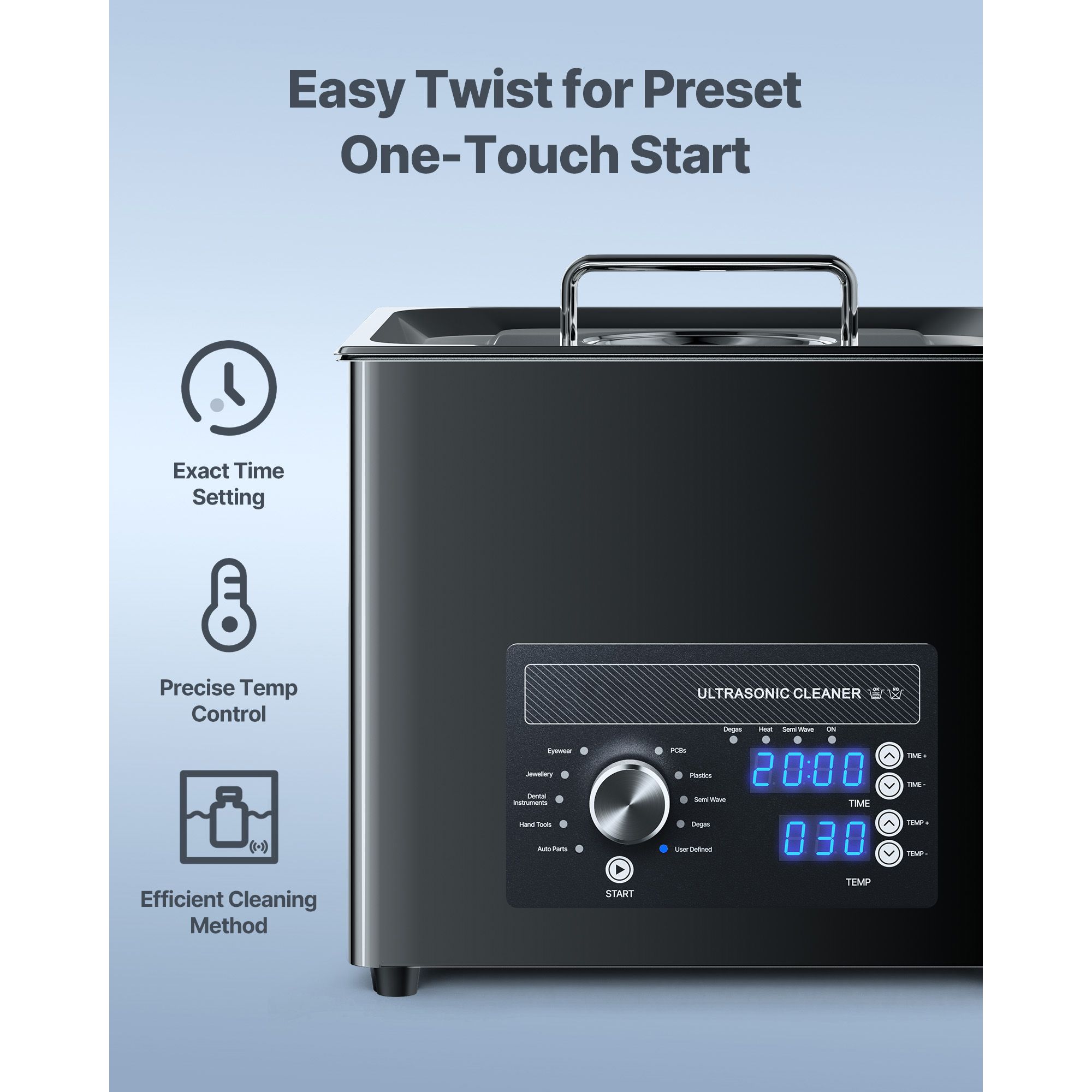 10L Ultrasonic Cleaner, Professional Ultrasonic Cleaner Machine with Knob Control, Stainless Steel Cleaning Machine with Basket and Cleaning Ball, for Watches โ image 3