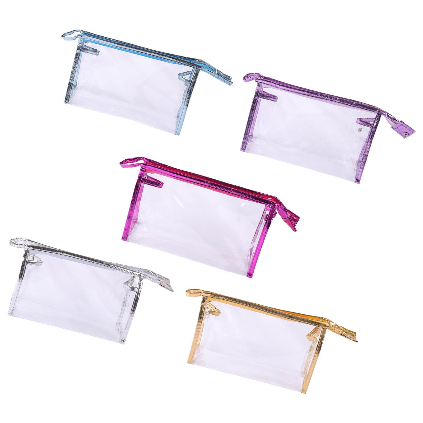 5PCS Clear Cosmetic Bag Five Colors Transparent Fashion PU Leather Handbag Makeup Bag Travel Storage Bag — image 3