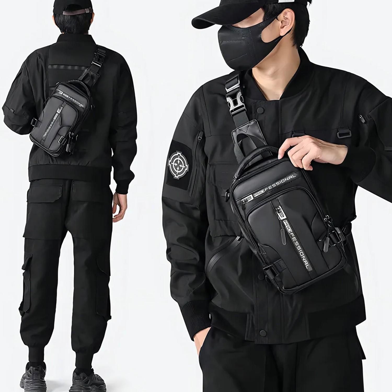 Men's Shoulder Bag with USB Charging Port Travel Backpack Messenger Bag Chest Bag Suitable for Outdoor Travel, Camping โ image 3