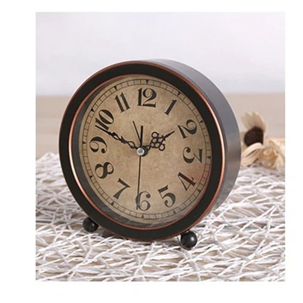 Style Retro Silent Desk Alarm Clock Non-Ticking Whisper Battery Operated, HD Glass Face, Easy to Read for Indoor Decor（Black 2） — image 5