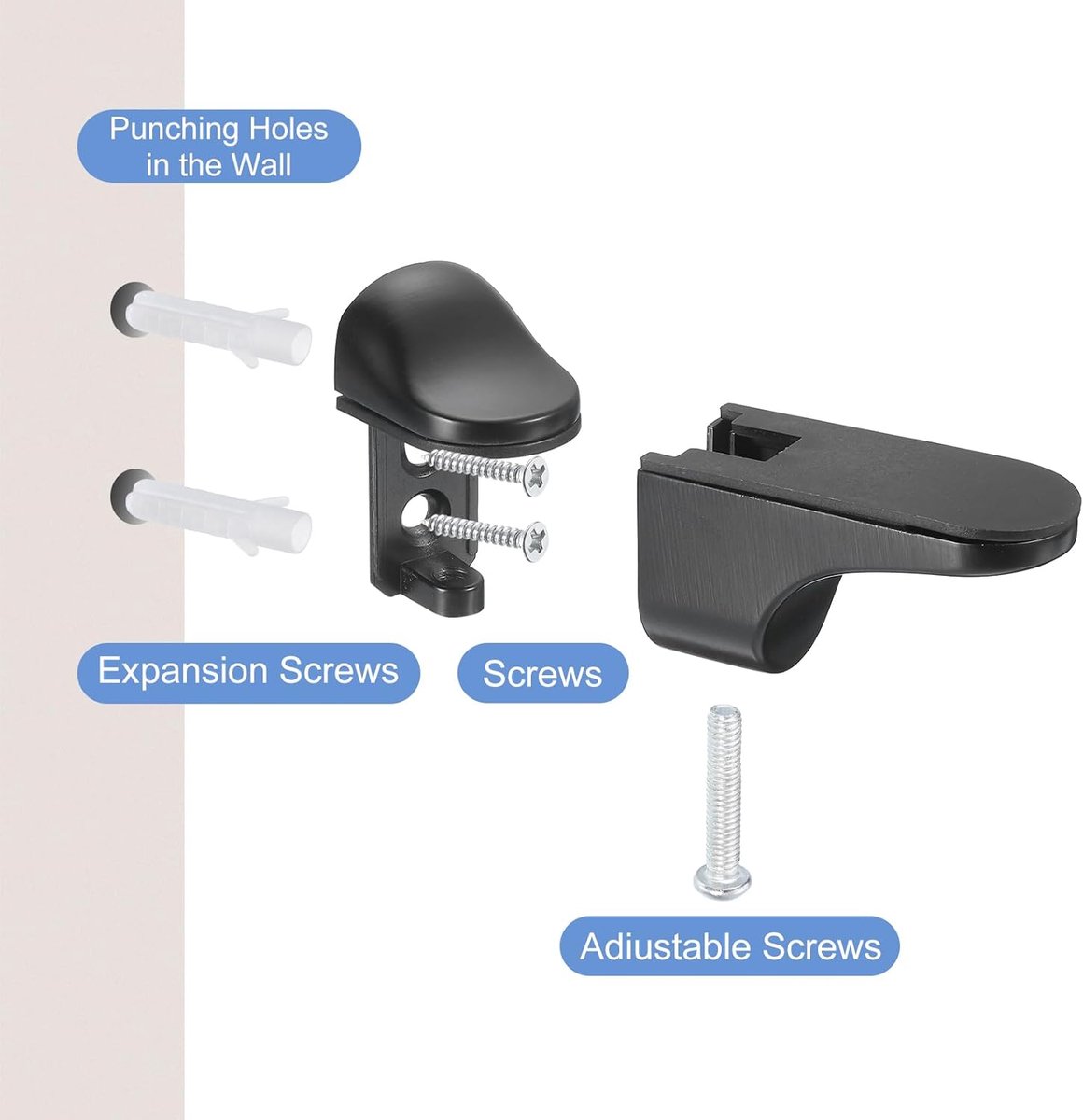 4 pieces - Glass clamp - Glass shelf brackets - Adjustable - Glass shelf bracket - fishmouth glass clip - wall mounting bracket - zinc alloy - furniture โ image 6
