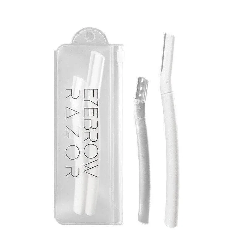 3Pcs Eyebrow Razor Set Facial Trimmer Shaver Blade Hair Remover Beauty Tool - Eyebrow Razor-White-1*Short+2*Long โ image 4