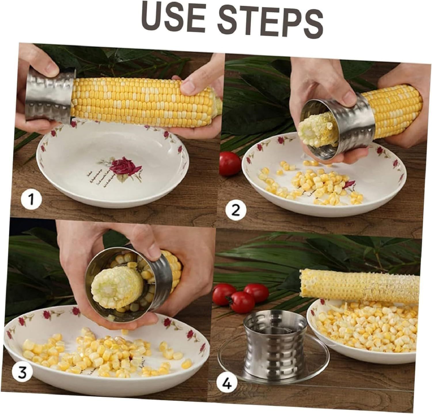 2-Pack Premium Stainless Steel Manual Corn Thresher Peeler and Cob Cutter with Safe Hidden Dual-Head Serrated Blades & Non-Slip Grip, Round & Triangle Model โ image 4