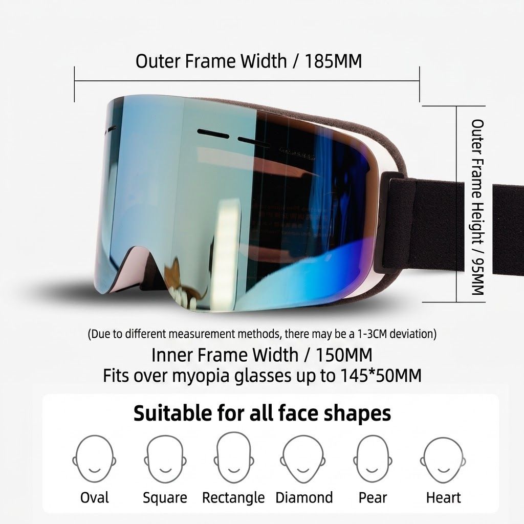 DOTUGE DGZ-Z12 Ski Goggles with REVO Coating, Anti-Fog, HD Dual-Layer PC Lens, TPU Frame, Impact-Resistant Sponge, Adjustable Strap, Large Field Cylindrical — image 2