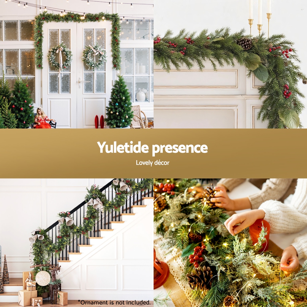 Jingle Jollys 3M Christmas Garland Pre-lit LED with Pine Cones Xmas Decor Green β image 5