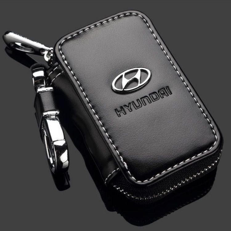 Dazzling Leather Key Holder for Car Keychain. Infiniti Brown square key bag — image 2
