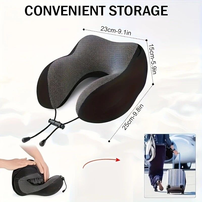 Outdoor Travel Car Pillow, 1pc Memory Foam Hooded U-shaped Neck Pillow, Washable, Neck Pillow with Hood.GREY — image 6