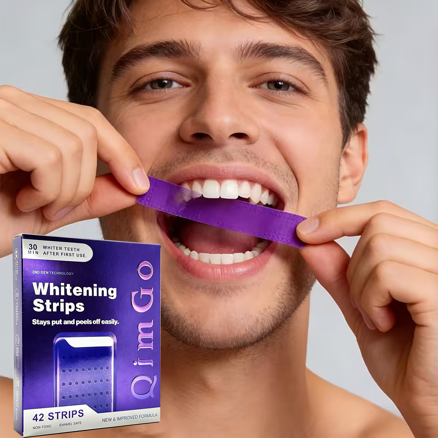 14 Pairs Purple Teeth Whitening Strips – Stain-Removing Film for Brighter Smile, Non-Toxic and Enamel Safe — image 2