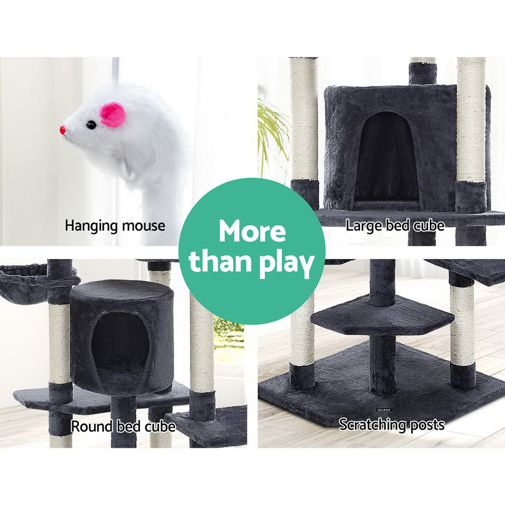 i.Pet Cat Tree 203cm Tower Scratching Post Scratcher Condo Trees House Bed Grey โ image 5