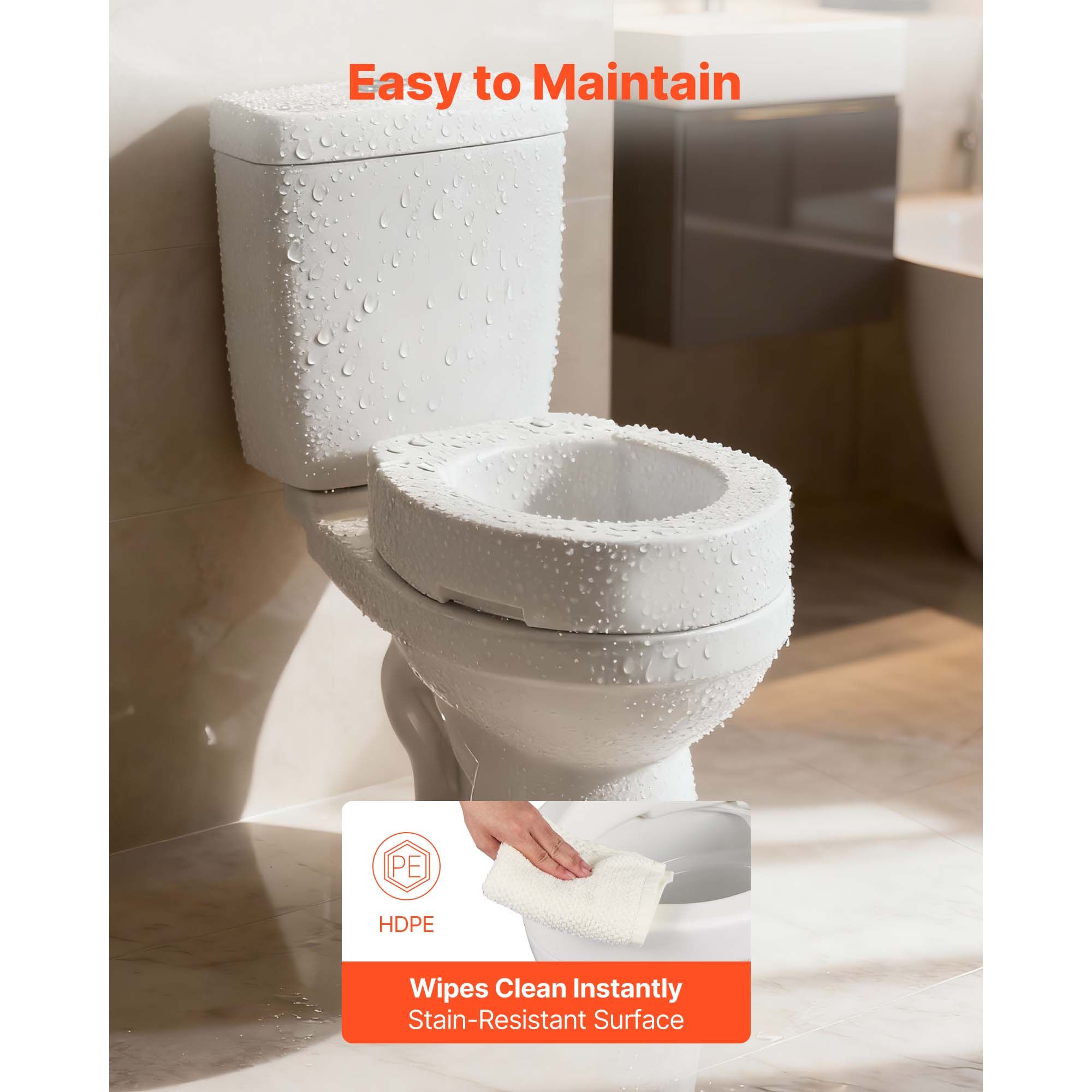 Raised Toilet Seat, 136.1 kg Load Capacity, 88.9 mm Lift Height, Commode Elevated Toilet Seat Riser with Enlarged Opening for Seniors, Elderly, Handicap — image 6