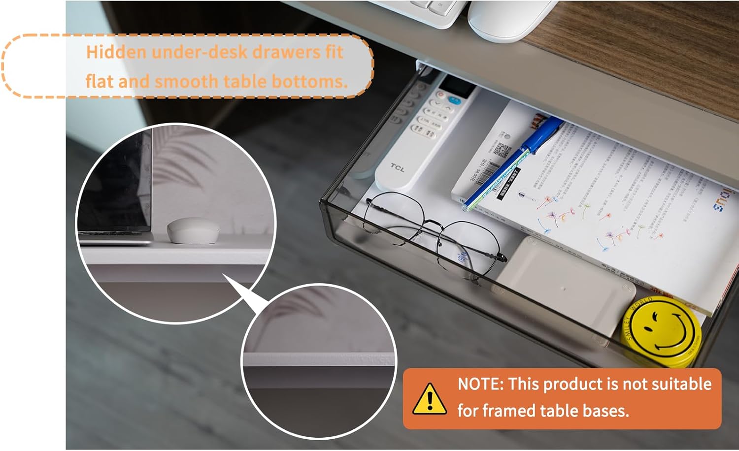 CARLA HOME 3‑Pack Under Desk Storage Drawers Hidden Pull‑Out Organizer for Office & Home — image 5