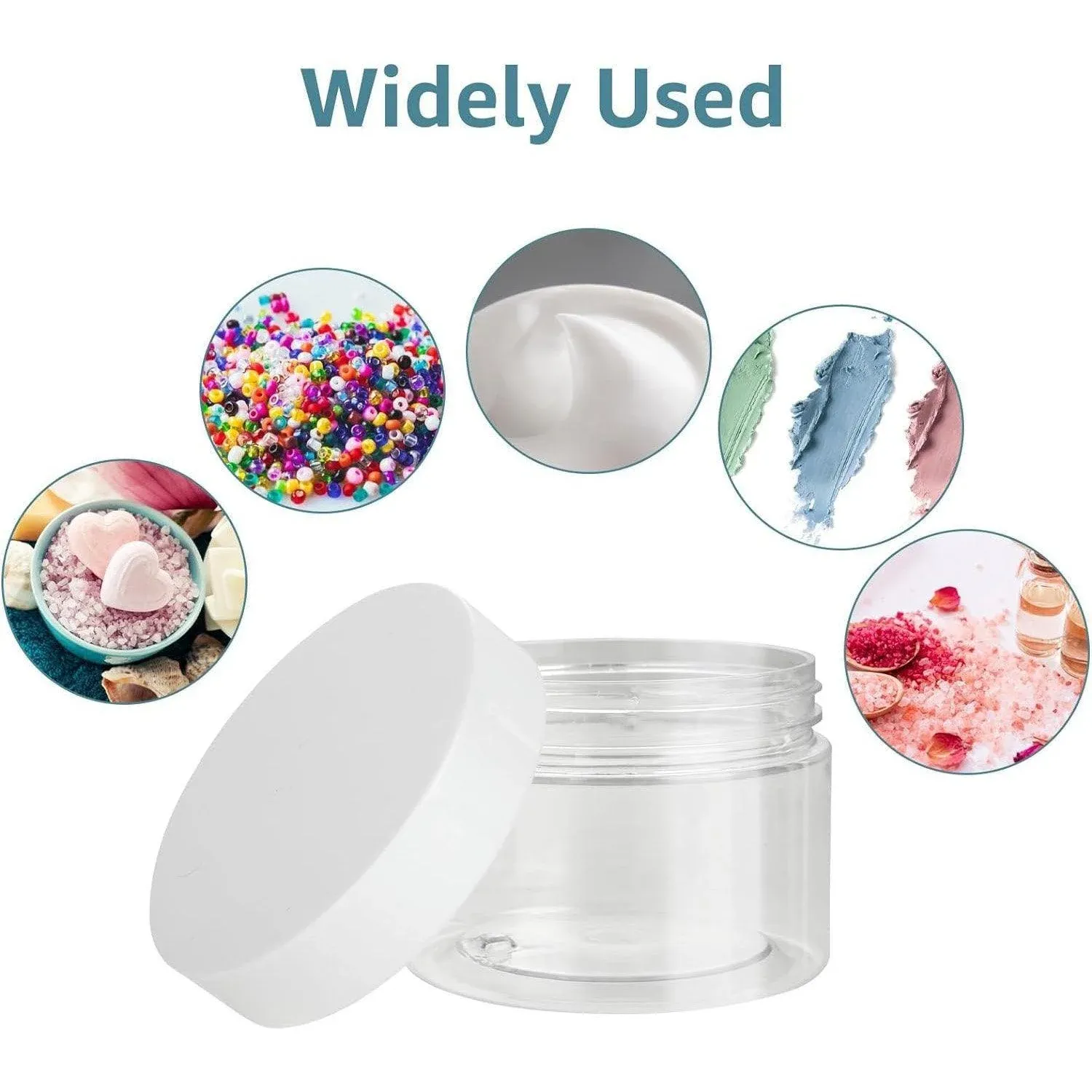 10pcs Transparent Wide Mouth Cream Dispenser White Lid Bottle Plastic Jar - 80ml โ image 5