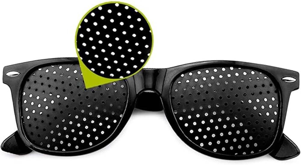 6 Pcs Pinhole Sunglasses, Black Plastic Vision Training Glasses for Men and Women, Full Frame Pinhole Occluder Glasses for Eye Exercise and Vision Improvement — image 4