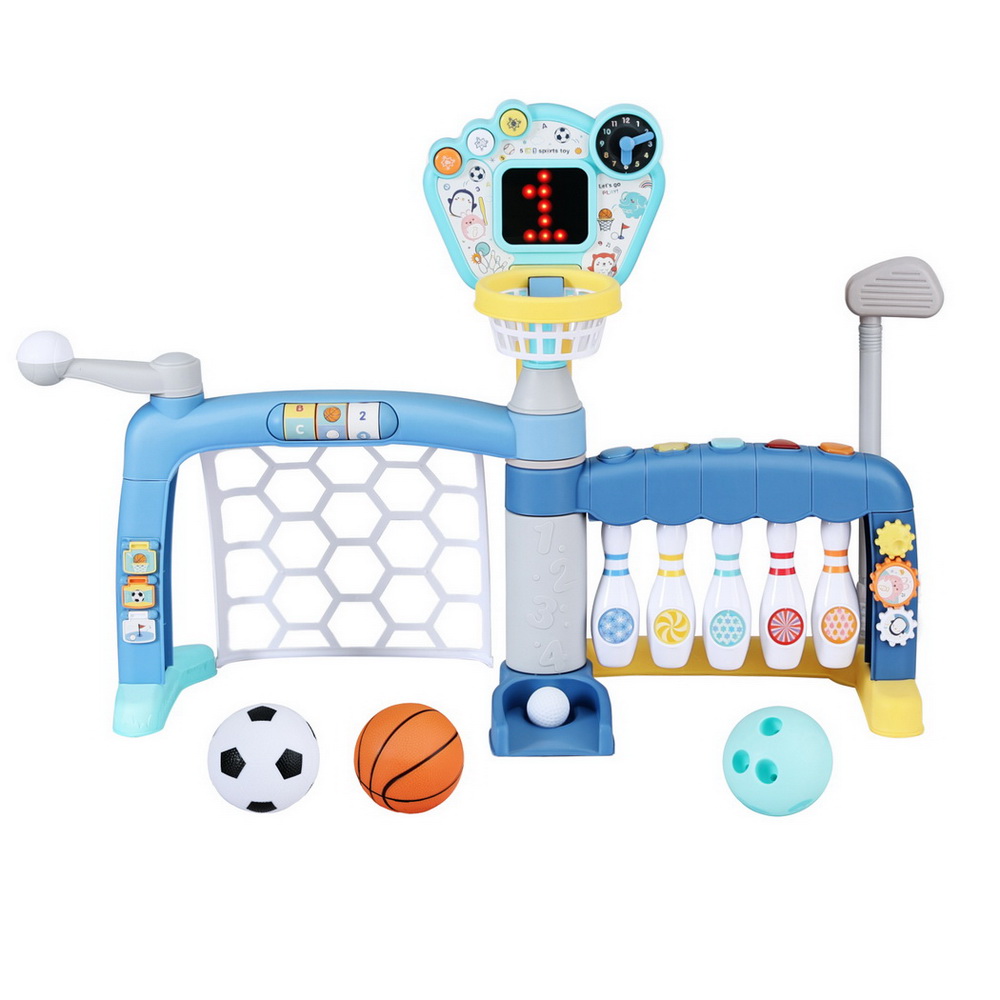Keezi Kids Basketball Hoop Stand Bowling Baseball Golf Game Sports Toys Set Blue โ image 3