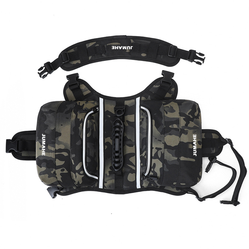 Camuflaje Saddle Bag Dog Backpack - Adjustable Harness Pack for Hiking, Camping & Travel with Medium to Large Dogs