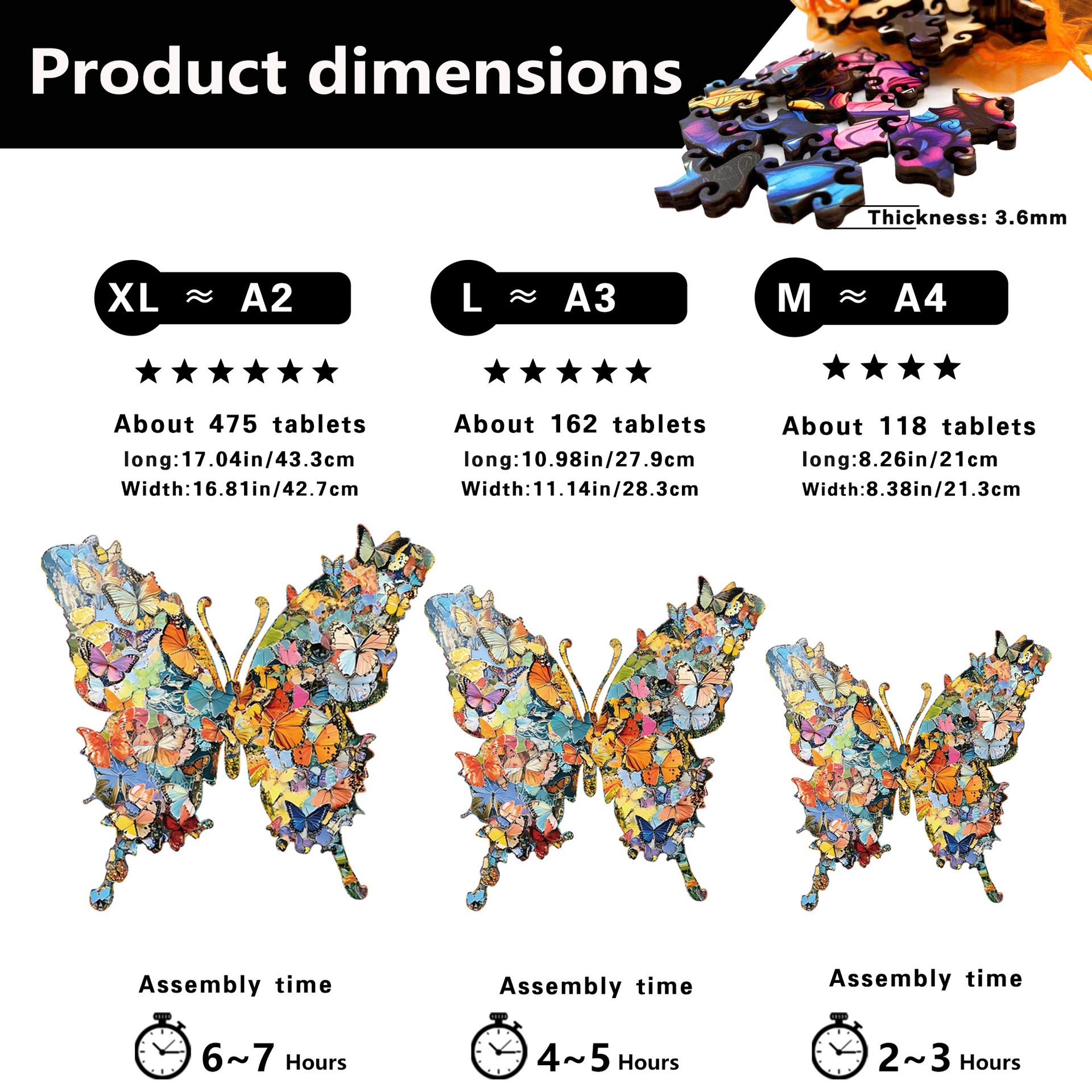 Enchanting Butterfly Wooden Jigsaw Puzzle for Adults - Dual Function 3D Puzzle Wall Art & Money Saving Box Ornament, Parent-Child Educational DIY Craft Gift, L — image 5