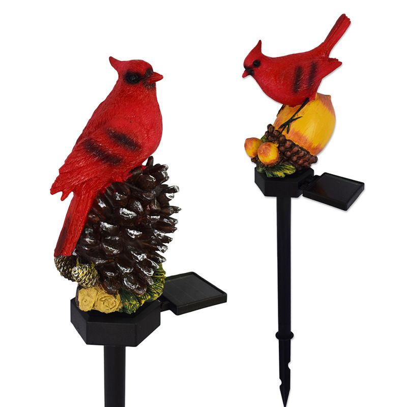 Solar Garden Decor Waterproof Red Bird Figurine Solar Stake Lights for Outside Outdoor Yard Patio Lawn Porch Cemetery Grave(Nut) — image 5