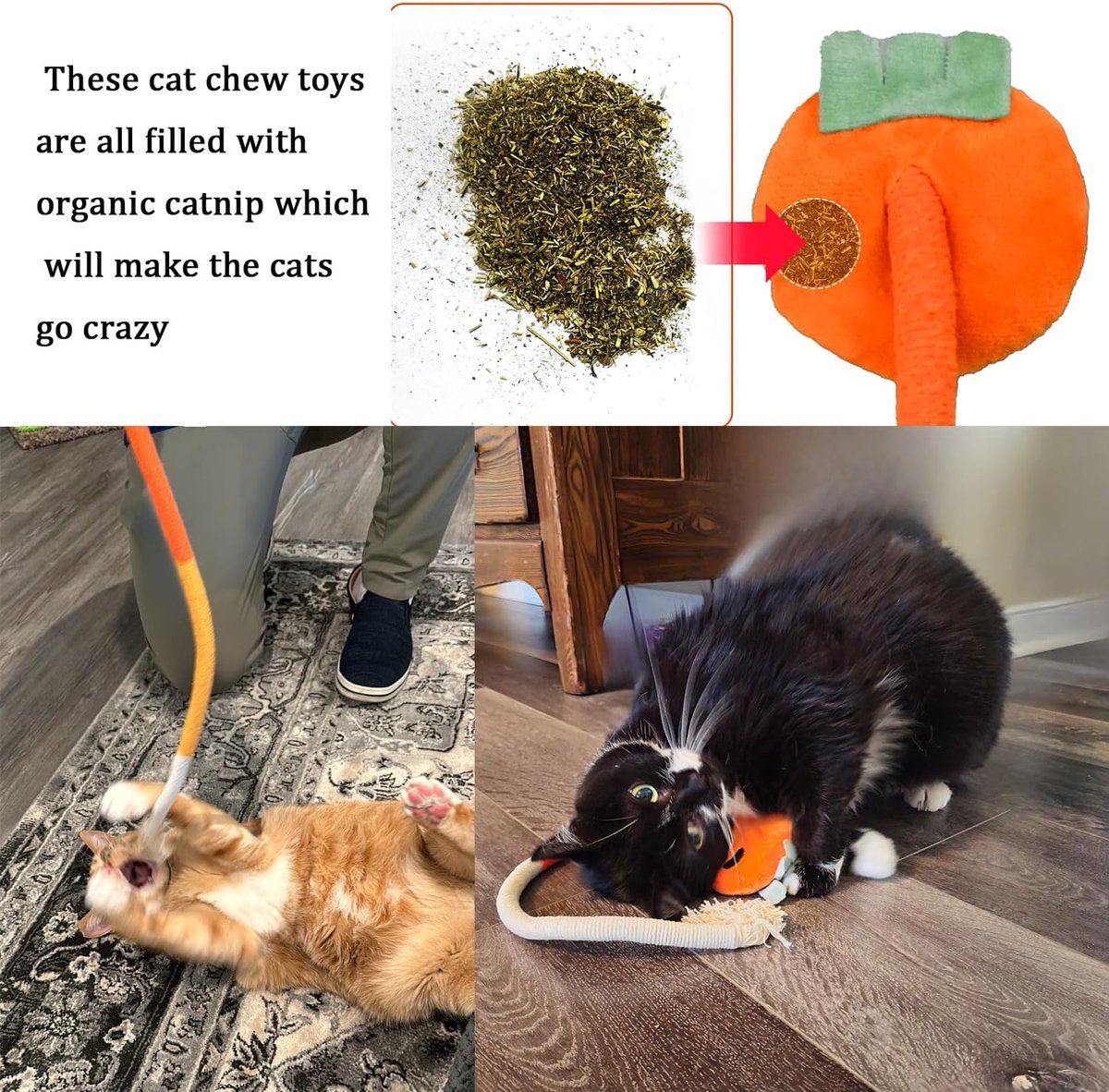 Cat Toys - 4 Pieces Cat Teeth Cleaning Toys - Cat Toy Chew Ropes - Toys For Cats - Indoor/Outdoor Interactive Ropes & Catnip Toys - with Catnip - for — image 5
