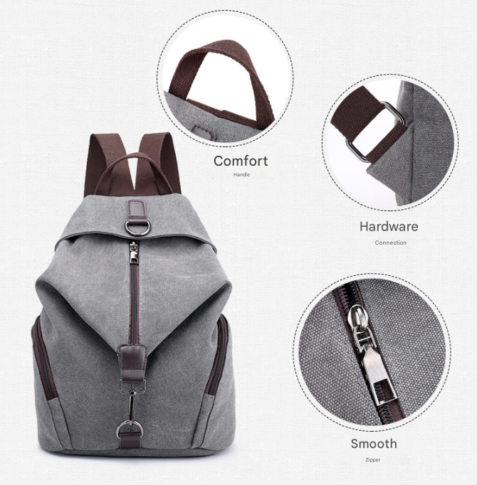Black Women's Vintage Canvas Backpack Casual Daypack Retro College School Bag Large Capacity Rucksack for Travel Work & Daily Use โ image 3