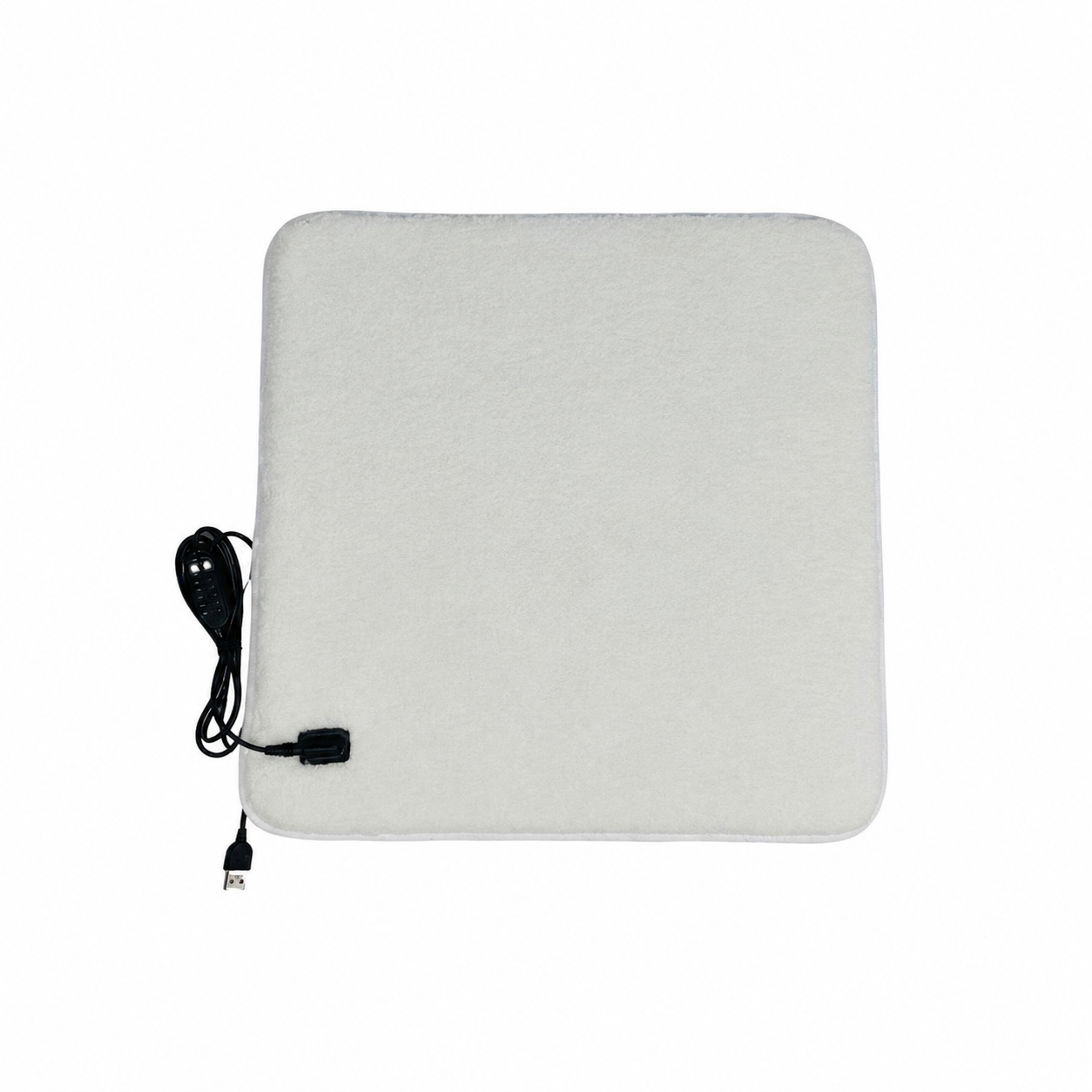 USB-Powered Faux Rabbit Fur Heating Pad for Office, Car, and Outdoor Use โ Soft, Portable, and Adjustable Temperature with Timer (White)