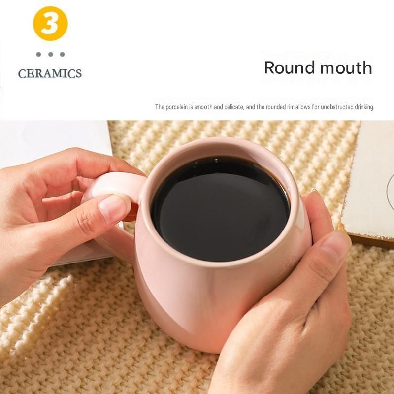 4 pack (Black and White and Yellow and Pink)Macaron Ceramic Mug 480ml - Large Belly Coffee Cup, Underglaze Colour, Non Slip Base, Ergonomic Handle, Microwave — image 5
