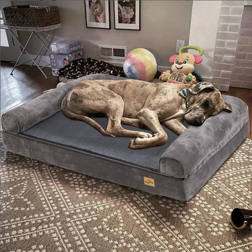 Deluxe Plush Orthopedic Dog Bed XXL - Waterproof Bolstered Sofa Bed for Large Dogs with Removable Washable Cover — image 5