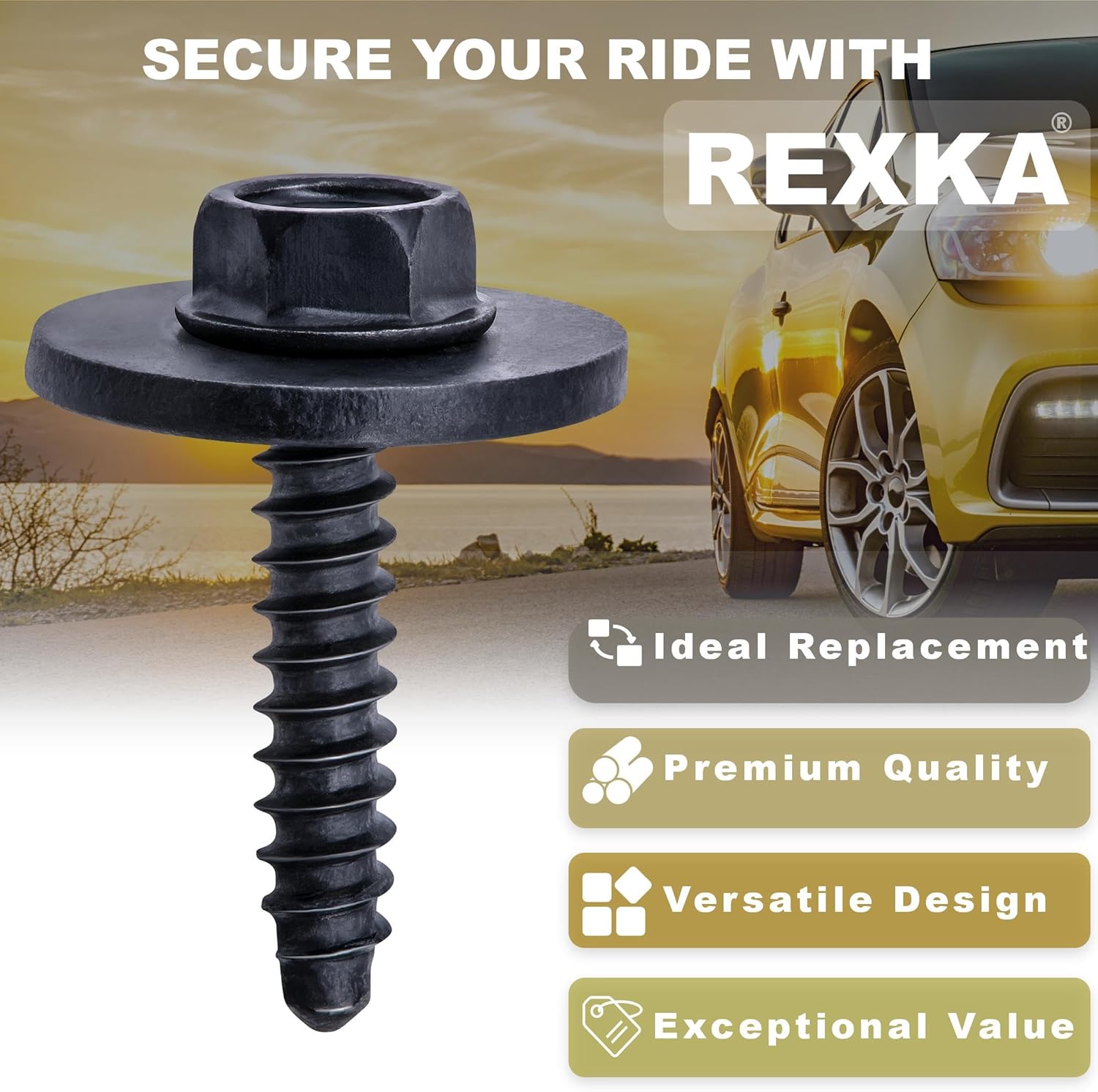 Rexka 15pcs M4.2 Fender Liner Door Trim Panel Wheelhouse Liner Bumper Cover Side Shield Retainer Screw Bolt for Ford W716345S450B Edge Escape F-150 Fusion โ image 3