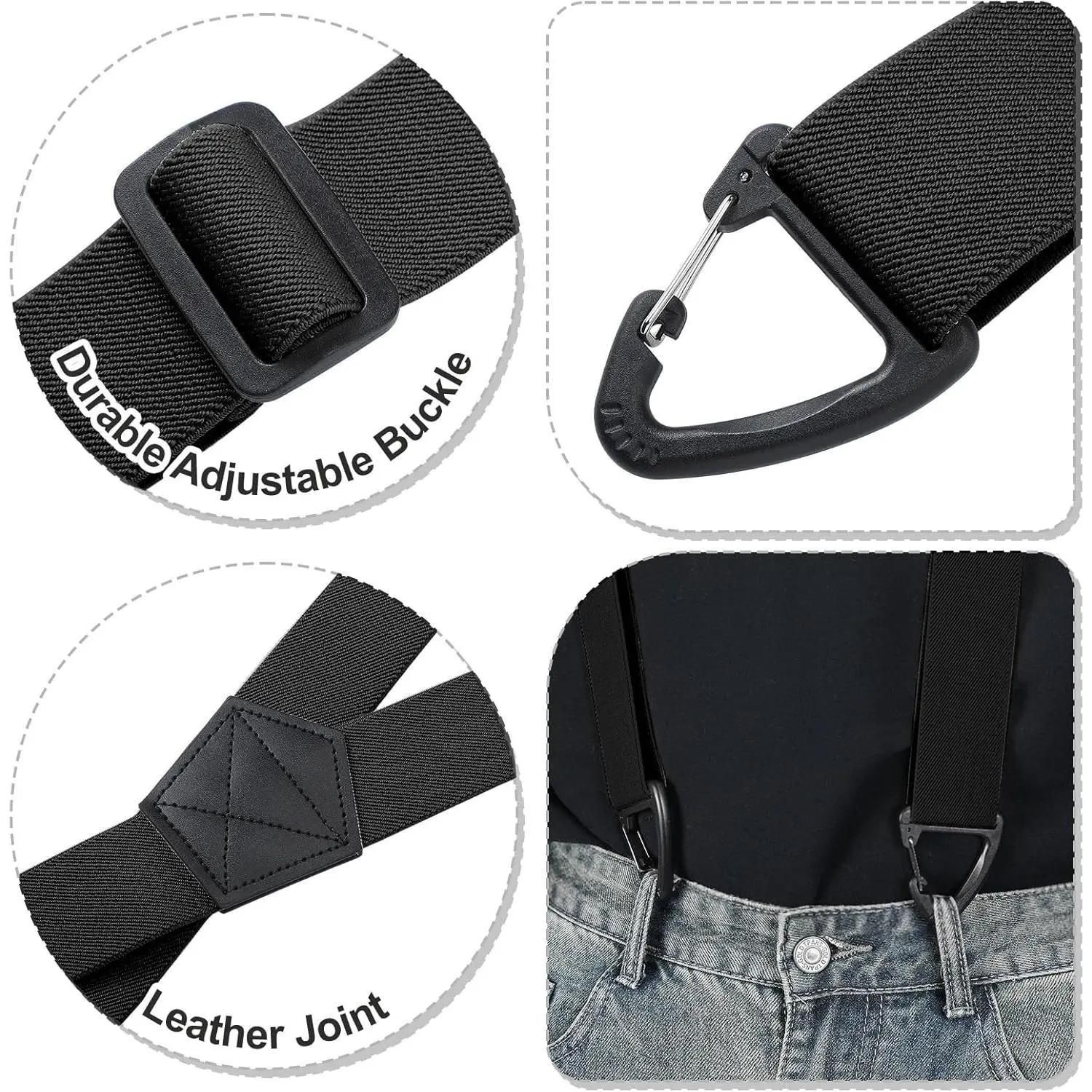 1.5 Inch X-Back Hidden Elastic Suspenders with 4 Metal Clips, Heavy-Duty Corn Weave Braces for Men Women Work Wear and Outdoor Use, 2PCS Coffee 120 × 3.8cm — image 2
