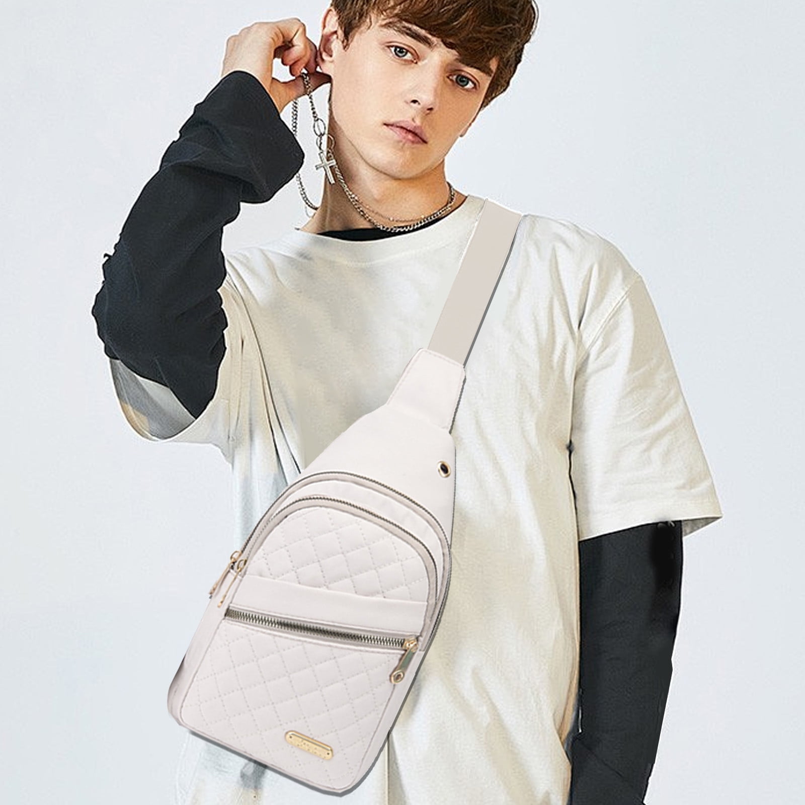 Sling Bag for Women, Crossbody Sling Backpack Small Sling Bag Multipurpose Crossbody Shoulder Bag Travel Hiking Backpack, Sling Bag for Men #1-White — image 5