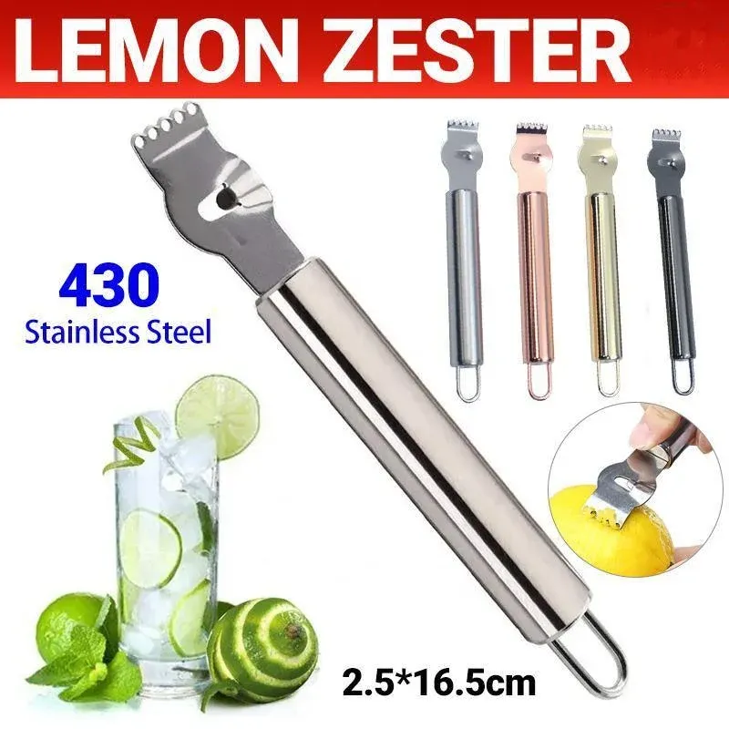 Lemon Zester Grater Knife Tool Stainless Steel with Channel Garnish Citrus Lime - Black โ image 2