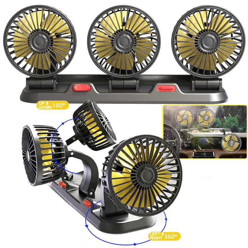 3-in-1 Powerful Car Single Head Fan (USB Power) - Quiet Cooling Fan Integrated Aromatherapy & Number Plate, with 360° Rotation & 130cm Long Cord — image 3